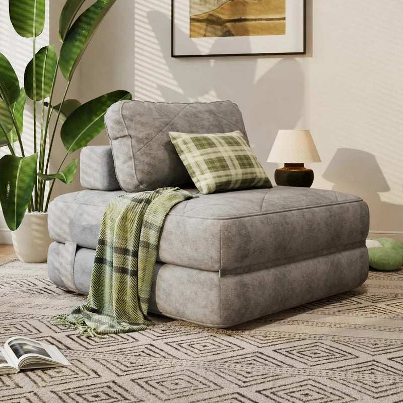 78.7" Convertible Lazy Sofa Bed with Corduroy Fabric Surface