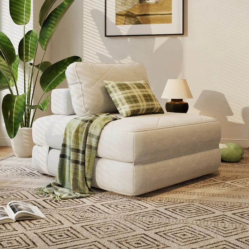 78.7" Convertible Lazy Sofa Bed with Corduroy Fabric Surface