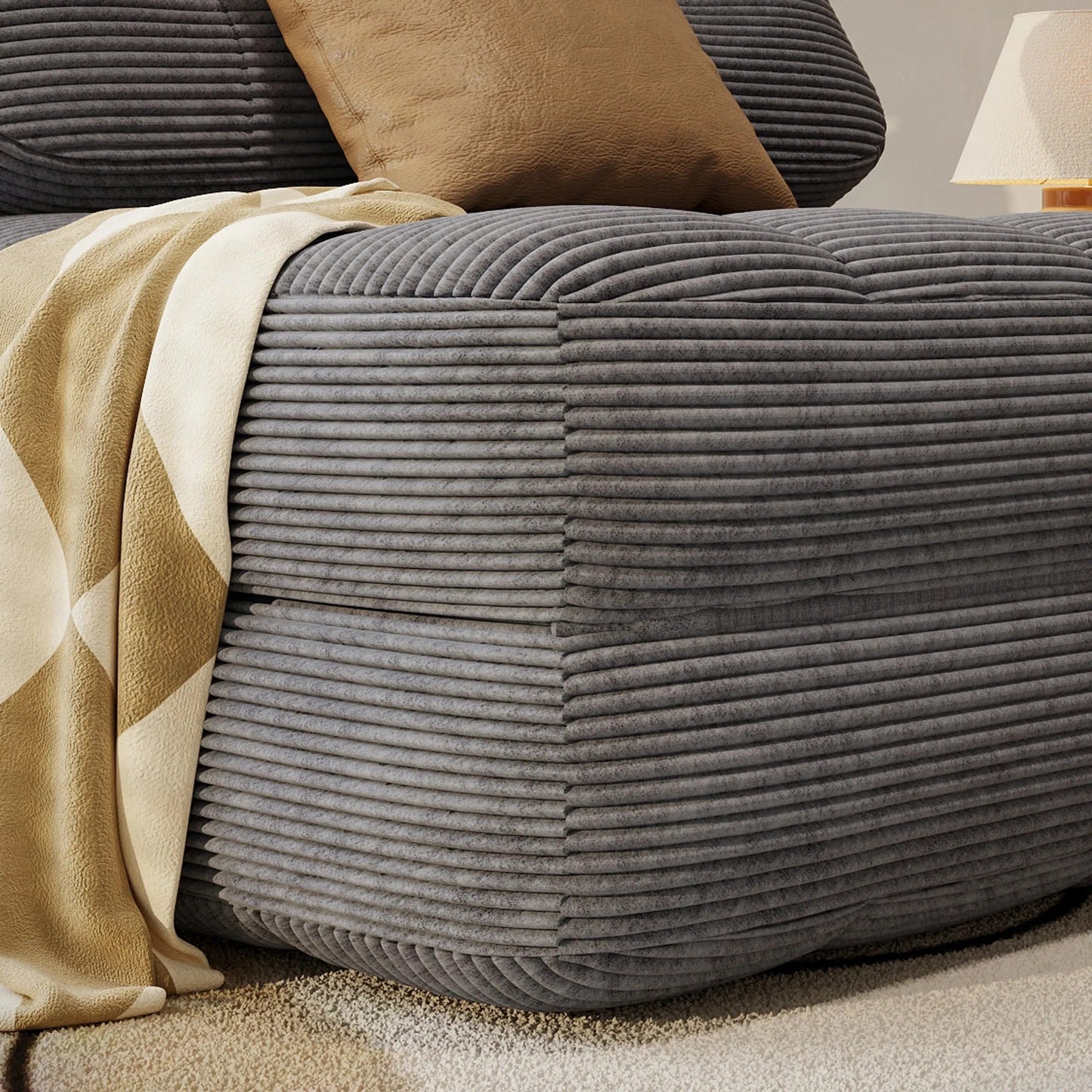 78.7" Convertible Lazy Sofa Bed with Corduroy Fabric Surface