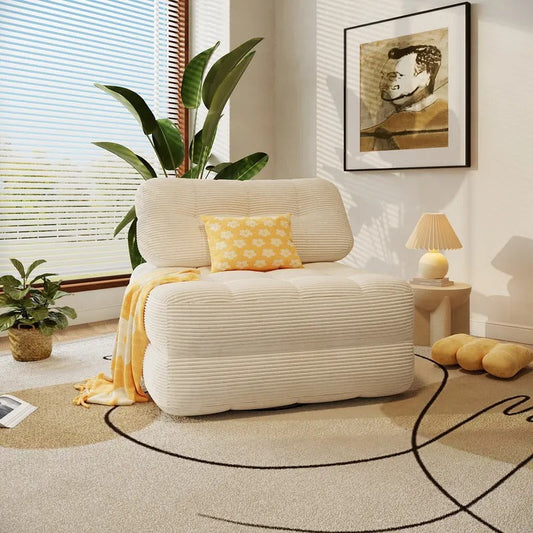 78.7" Convertible Lazy Sofa Bed with Corduroy Fabric Surface