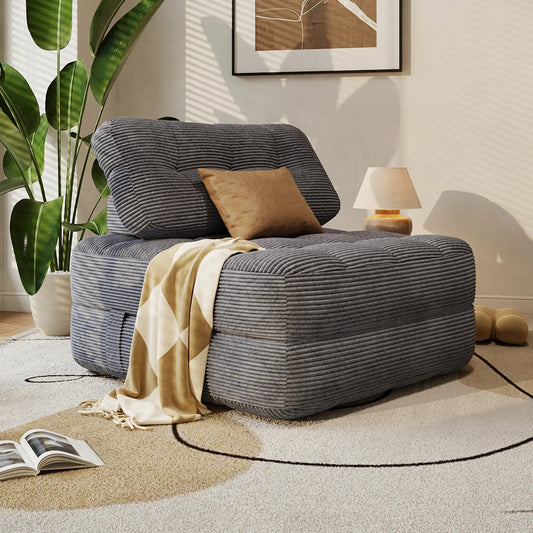78.7" Convertible Lazy Sofa Bed with Corduroy Fabric Surface