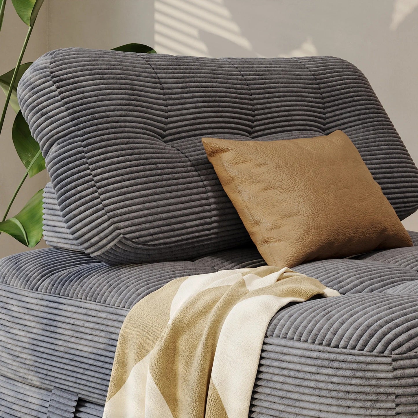 78.7" Convertible Lazy Sofa Bed with Corduroy Fabric Surface